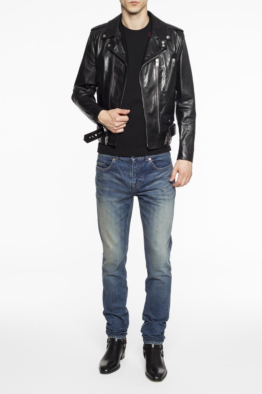 Black Leather biker jacket Saint Laurent - Vitkac Canada